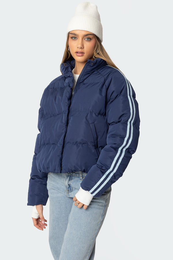 Sherry Side Striped Puffer Jacket view 1