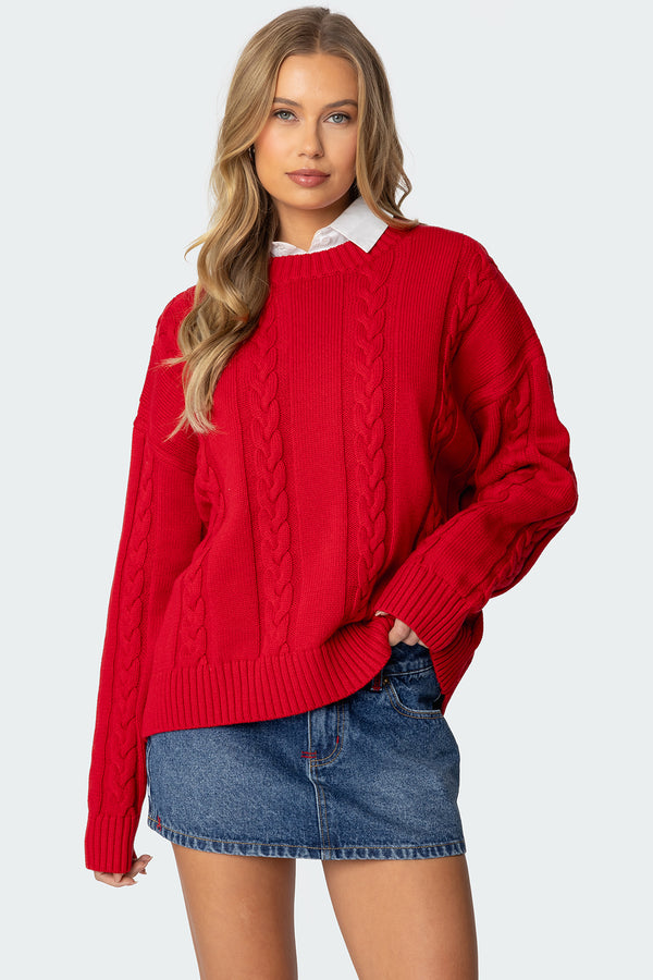 Acacia Oversized Cable Knit Sweater view 1