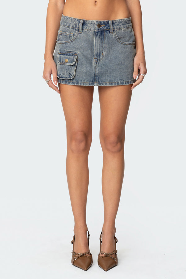Quinlan Denim Cargo Mini Skirt view 2