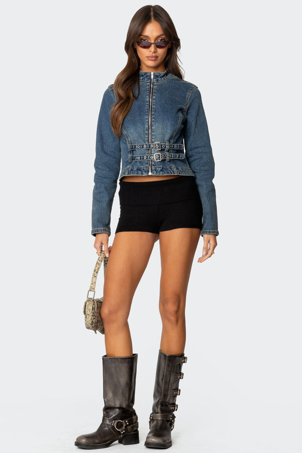 Double Buckle Denim Jacket view 2