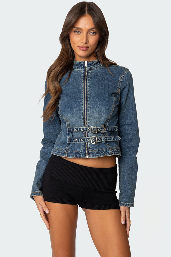 Double Buckle Denim Jacket view 1