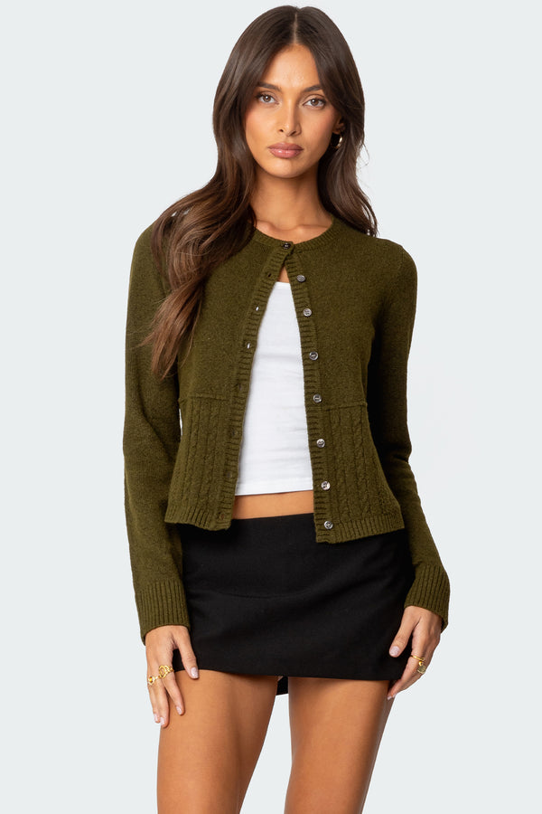 Half Cable Knit Cardigan view 1