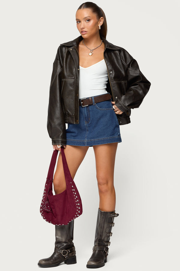 Felica High Rise Denim Mini Skort view 1
