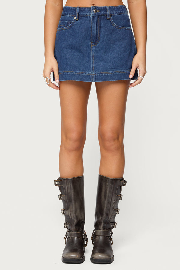 Felica High Rise Denim Mini Skort view 2