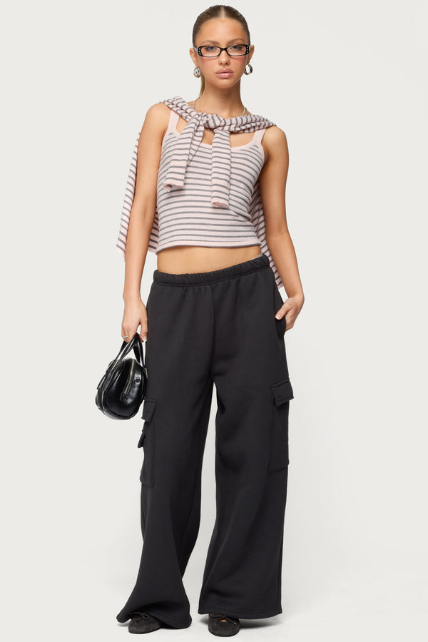 Petite Wide Leg Cargo Sweatpants view 1