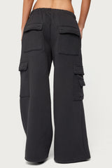 Petite Wide Leg Cargo Sweatpants