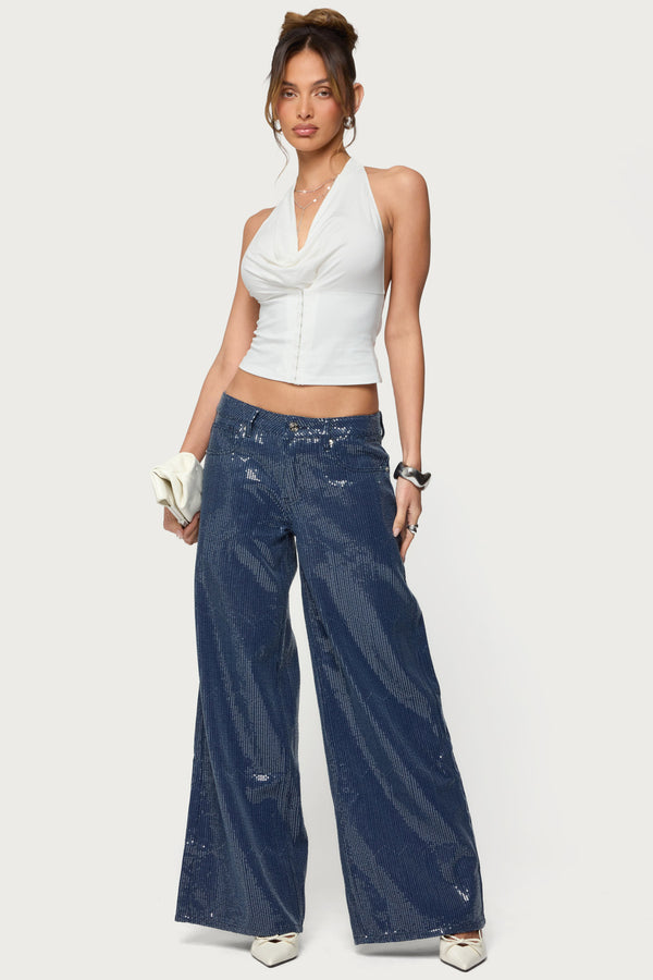 Mirella Sequin Low Rise Baggy Jeans view 1