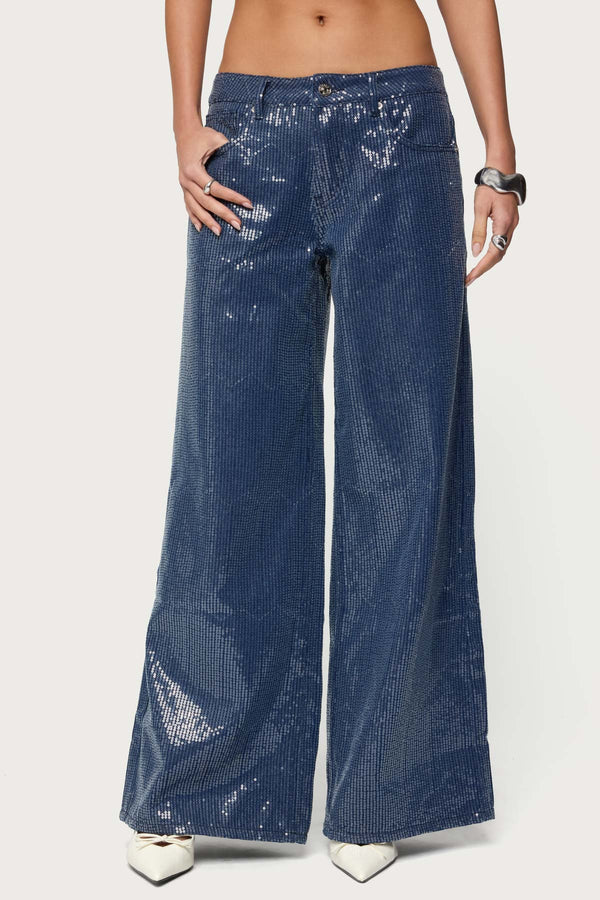Mirella Sequin Low Rise Baggy Jeans view 2