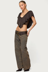 Deena Ruffled V Neck Top