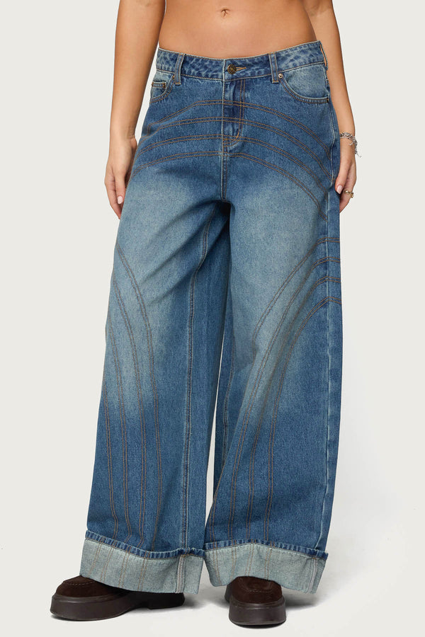 Cuffed Low Rise Baggy Jeans view 2