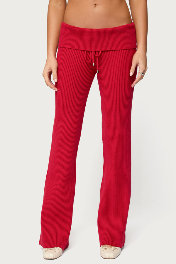 Adannah Foldover Ribbed Knit Pants view 2
