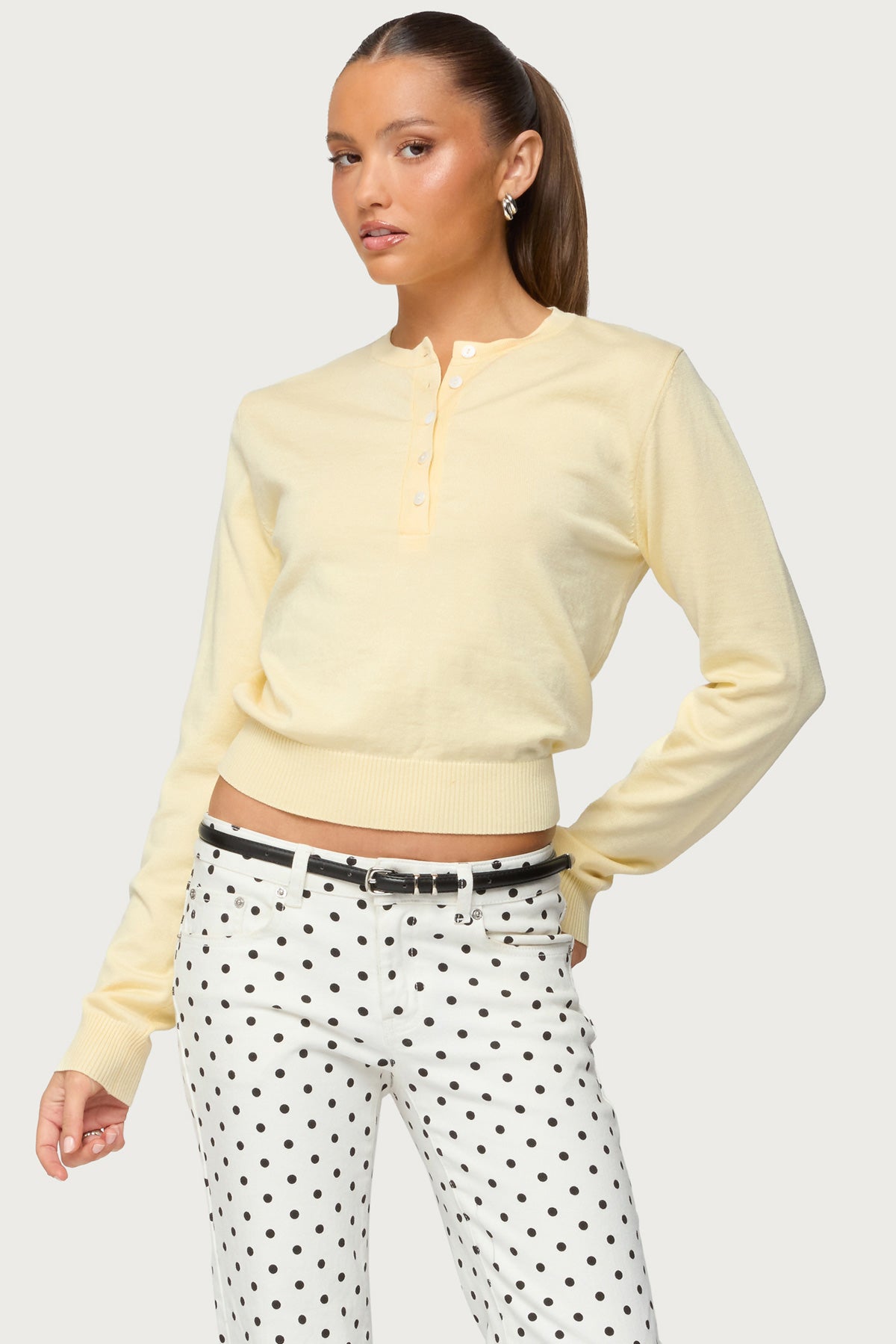 Yolana Henley Light Knit Sweater