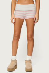 Saphi Striped Foldover Knit Shorts