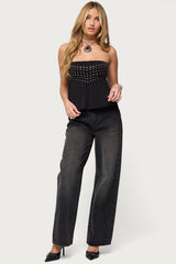 Alease Stud & Grommet Strapless Top