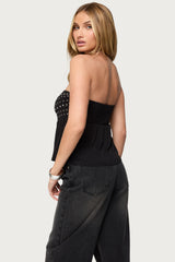 Alease Stud & Grommet Strapless Top