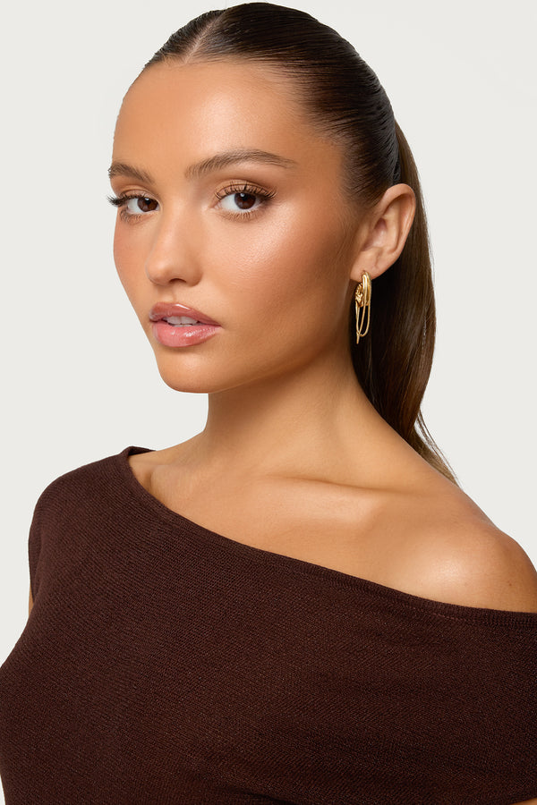 Dangling Chain Hoop Earrings view 1