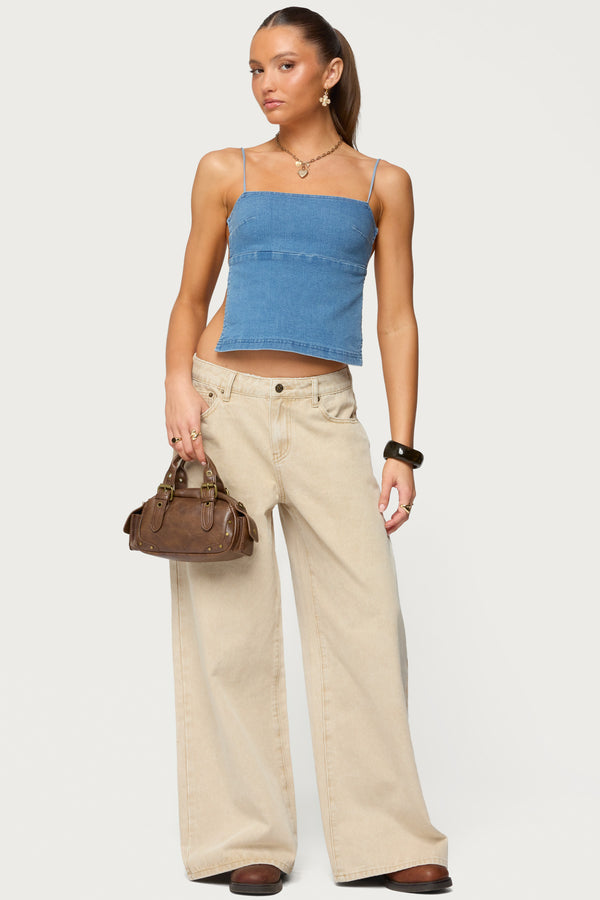 Conley Backless Denim Top view 2