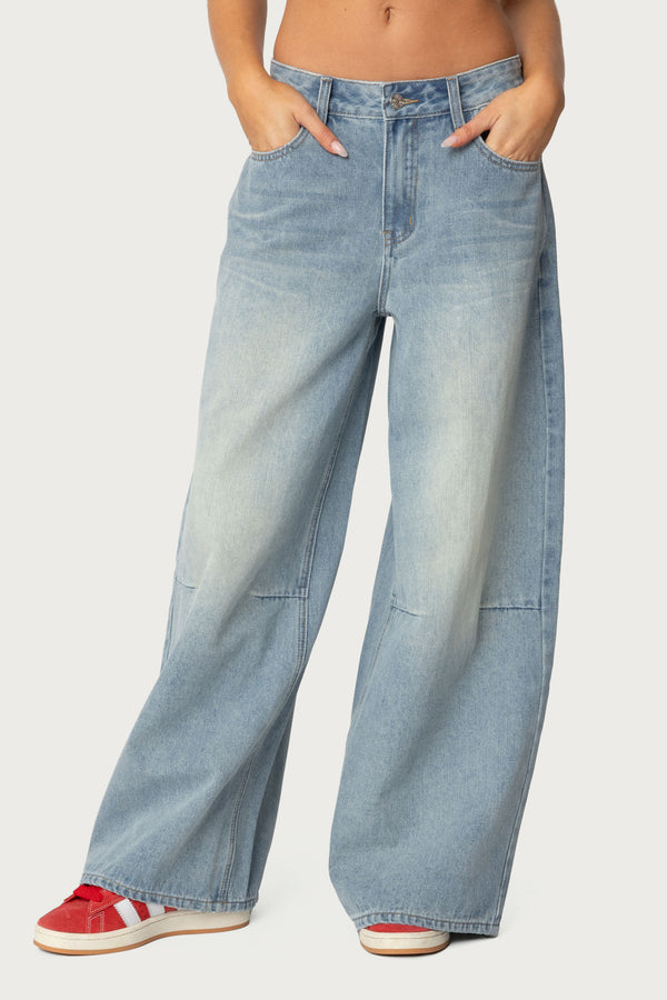 Skater Girl Washed Low Rise Baggy Jeans view 2