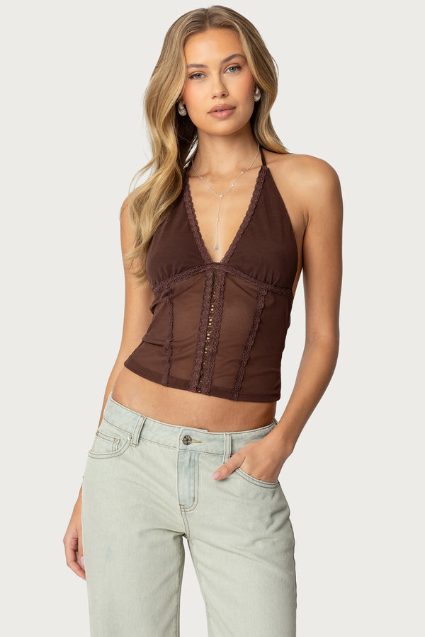 Lucie Lacey Mesh Halter Top view 1