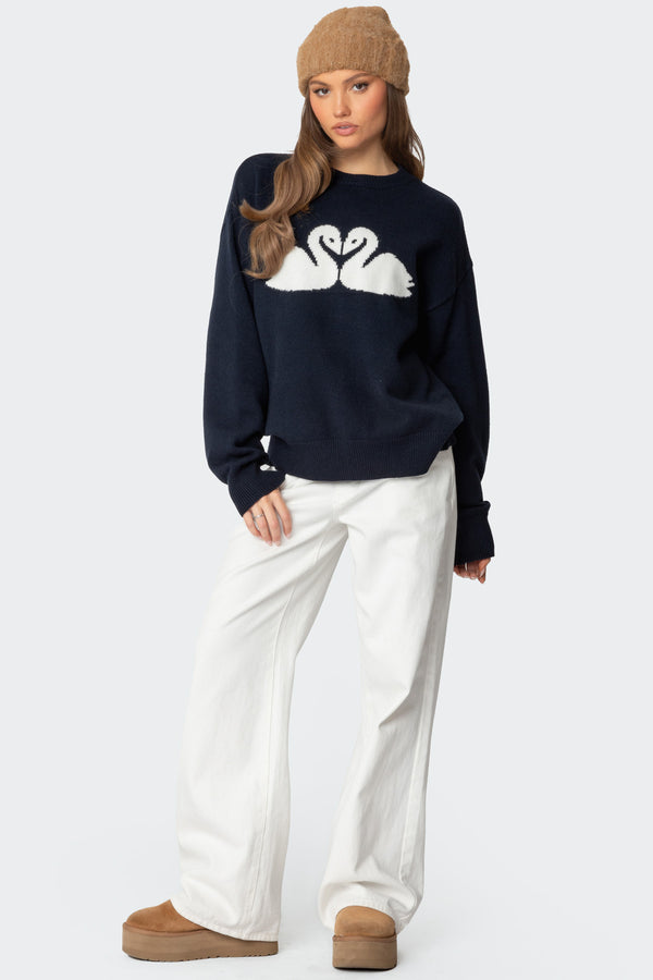 Swan Oversized Knit Sweater view 2