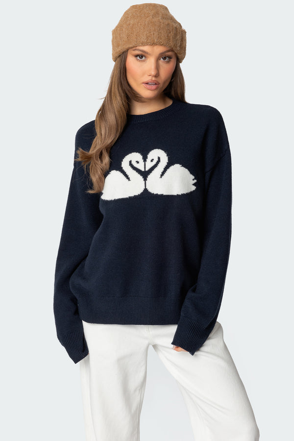 Swan Oversized Knit Sweater view 1
