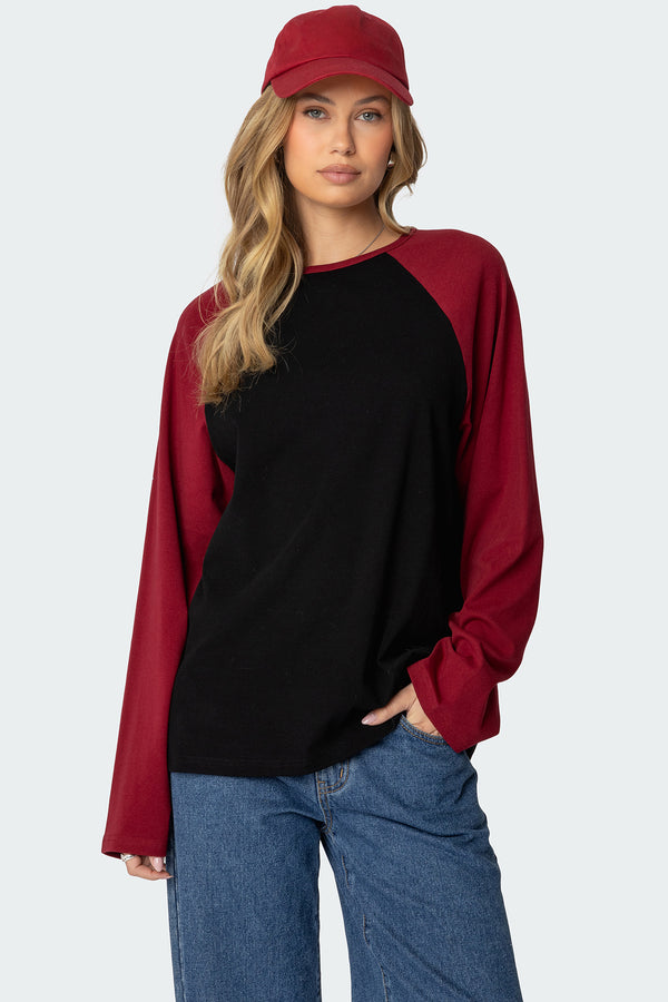 Oversized Raglan Long Sleeve T Shirt view 1
