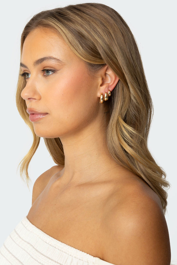 Chunky Hoop Earring Set view 1