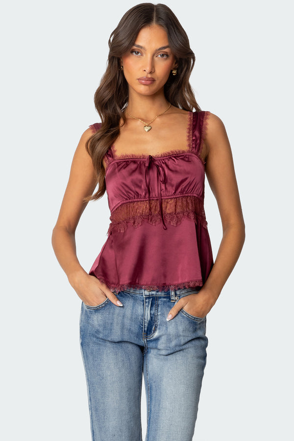 Loryn Lacey Satin Effect Top view 1