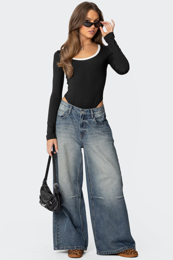 Contrast Scoop Neck Bodysuit view 2