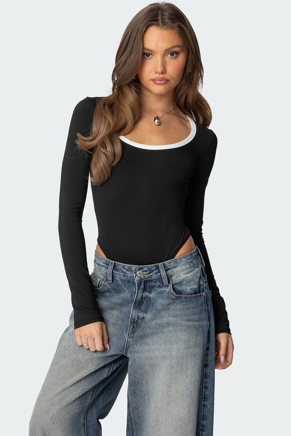 Contrast Scoop Neck Bodysuit view 1