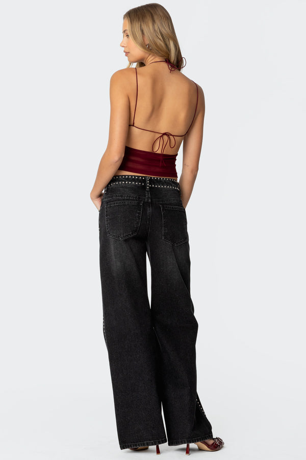 Strappy Ruched Mesh Top view 2