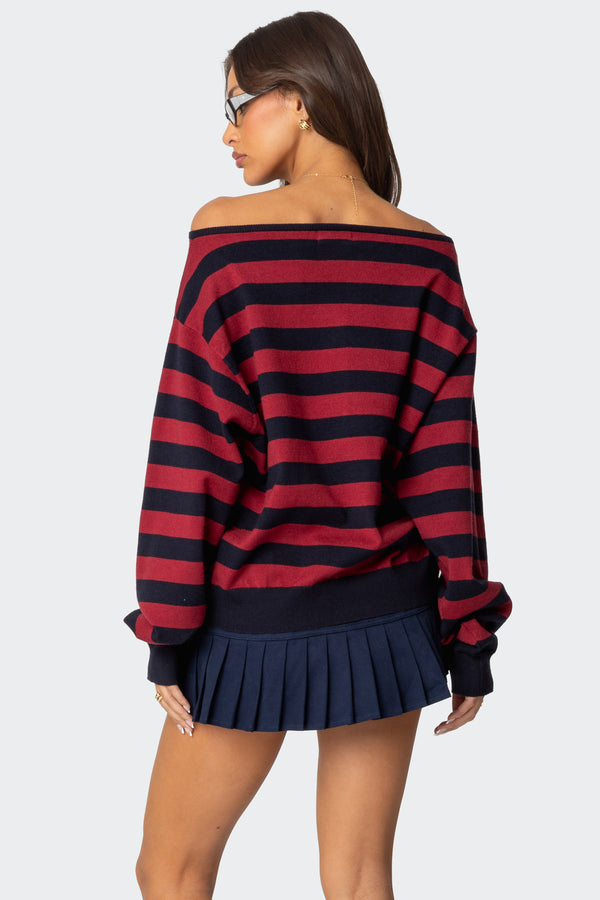 Sterling Striped Off Shoulder Sweater view 2