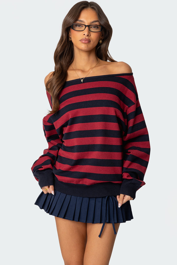 Sterling Striped Off Shoulder Sweater view 1