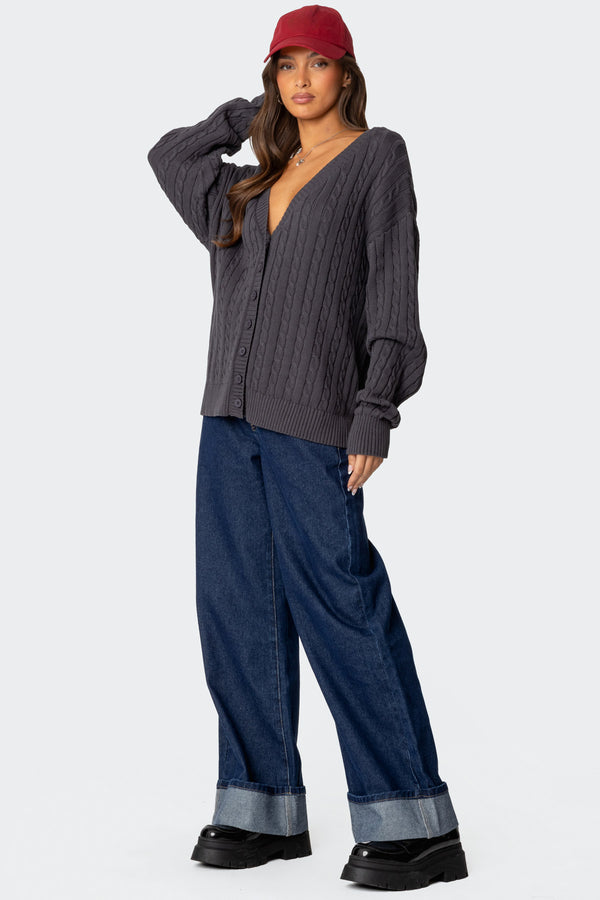 Francine Oversized V Neck Cardigan view 2