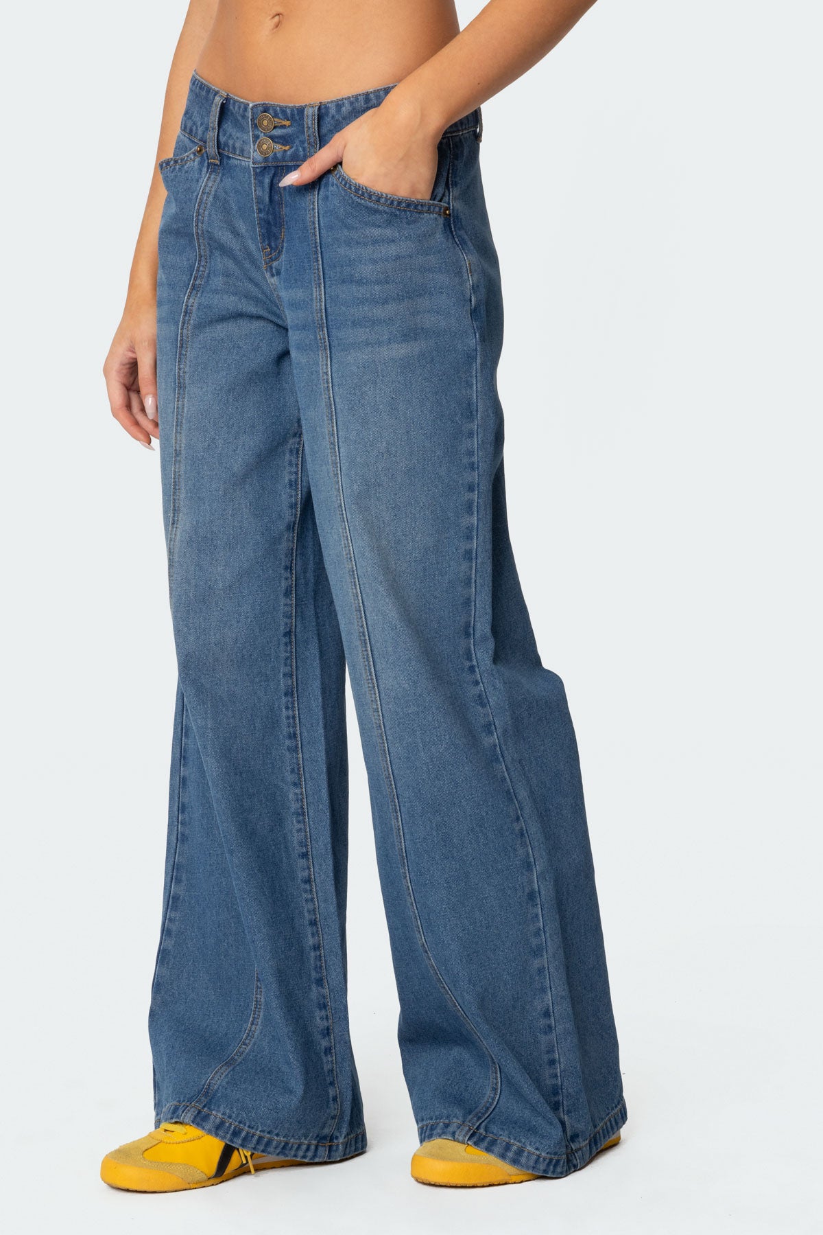 Charlie Panel Stitch Low Rise Bootcut Jeans
