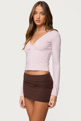 Kianah Polka Dot V Neck Top