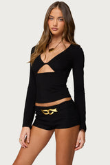 Kailee Cutout Long Sleeve Ribbed Top