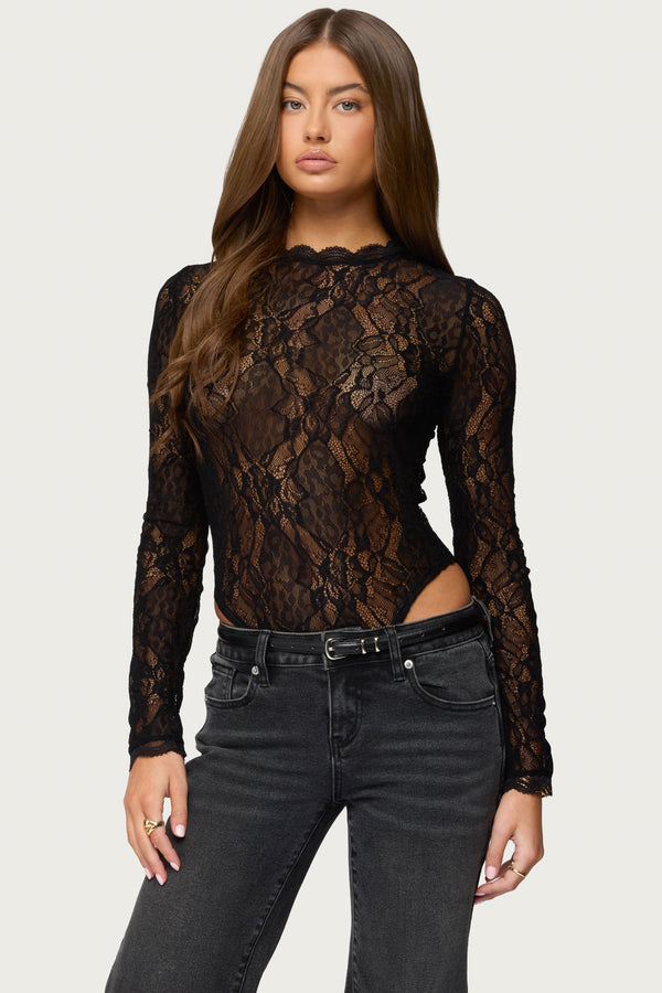 Rosalinda Sheer Lace Bodysuit view 1