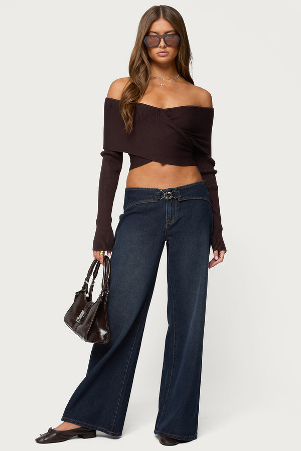 Briah Belted Low Rise Wide Leg Jeans view 1