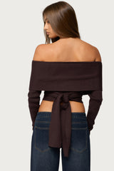 Paulina Off Shoulder Wrap Sweater