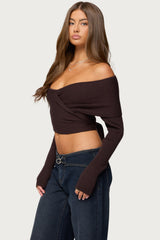 Paulina Off Shoulder Wrap Sweater