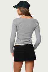 Joana Layered Lacey Henley Top