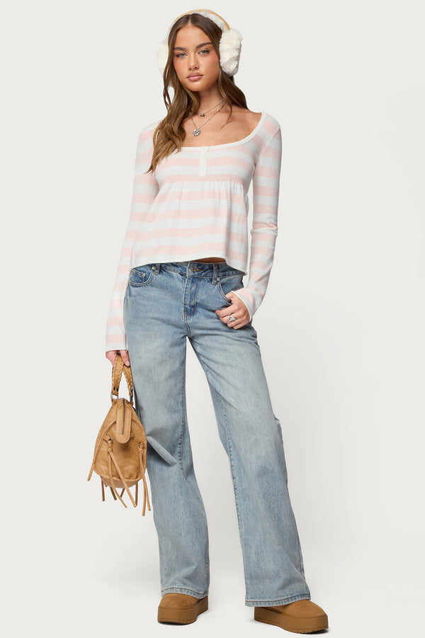 Lockie Striped Knit Babydoll Top view 2