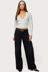 Janine Pointelle Knit V Neck Top
