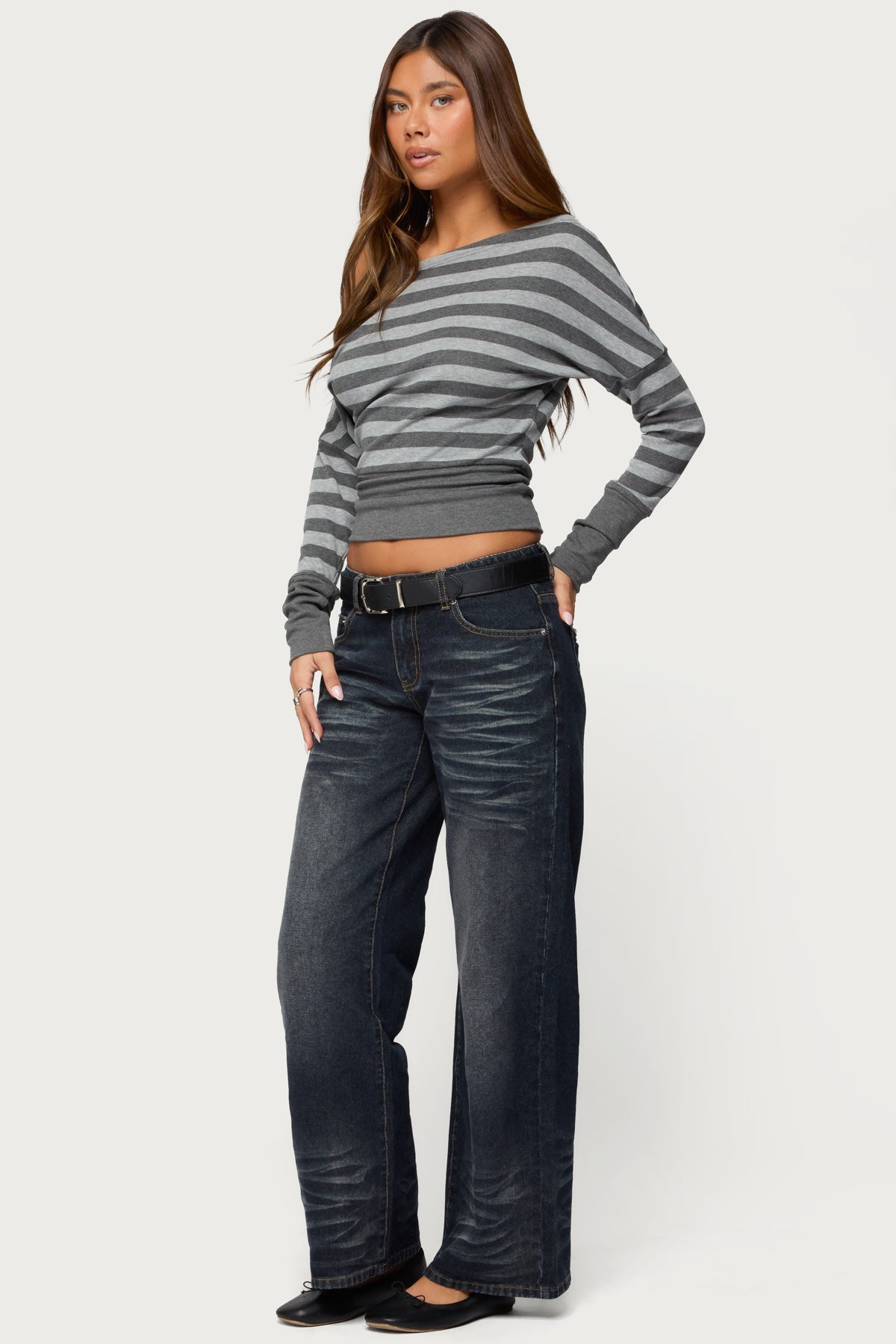 Marniee Striped Off Shoulder Top