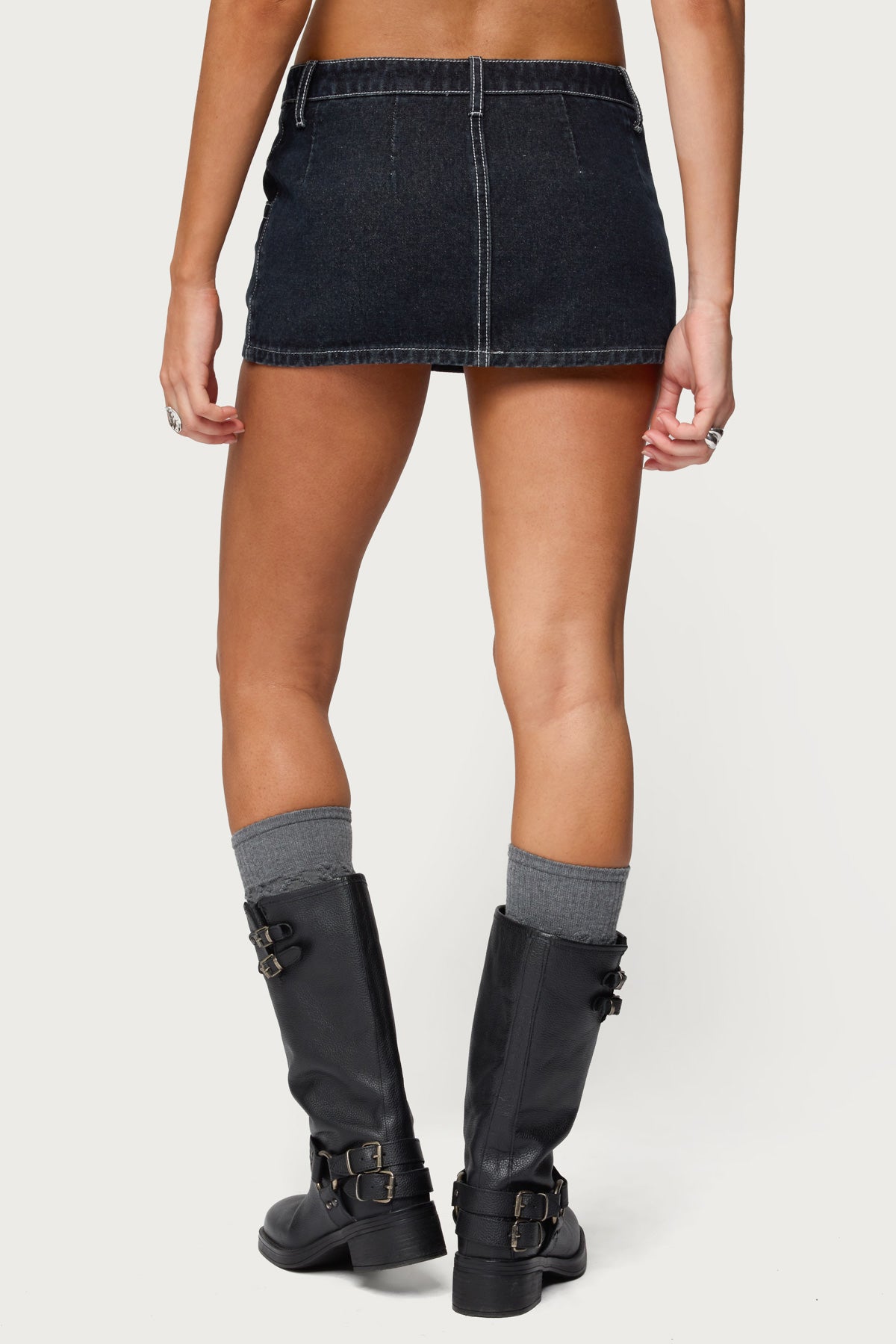 Jakari Contrast Stitch Denim Mini Skort