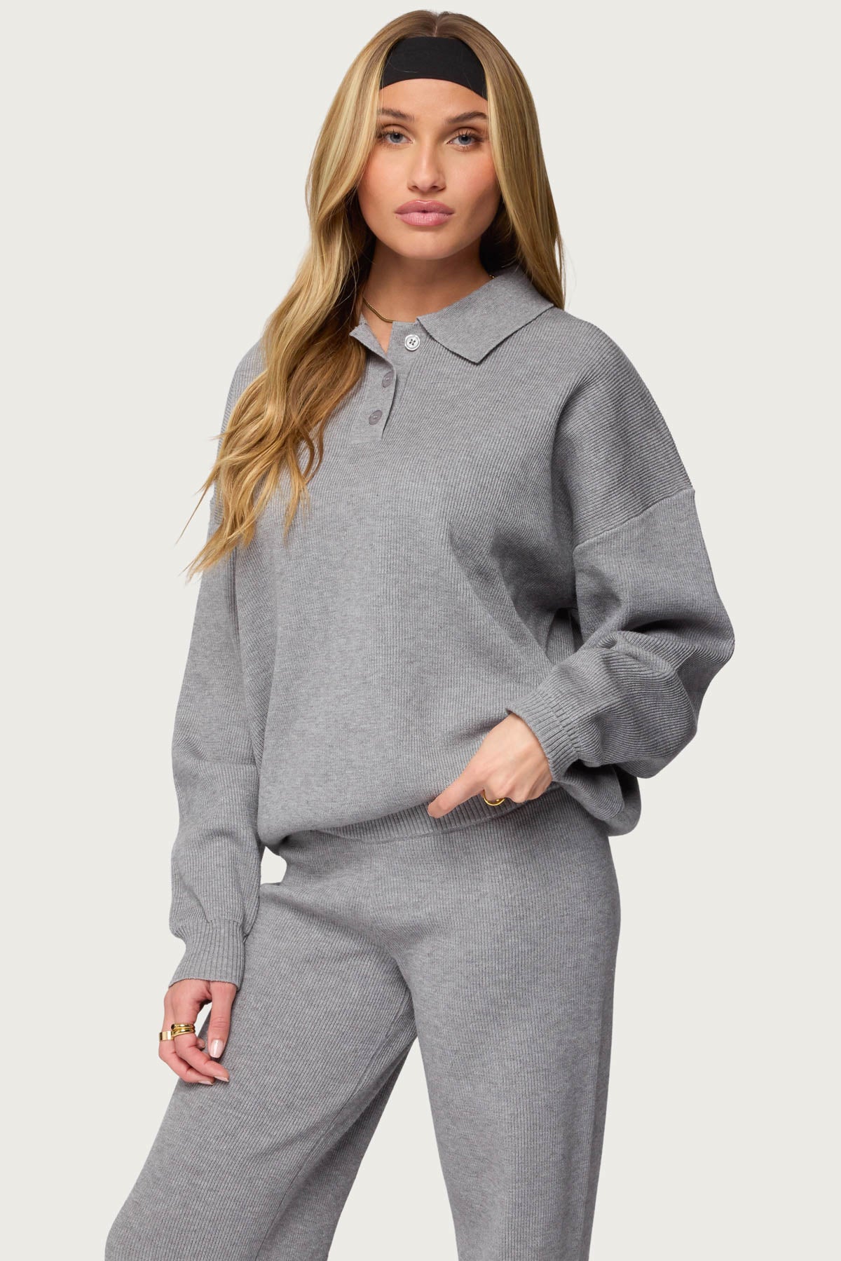 Lorie Oversized Knit Polo Sweater