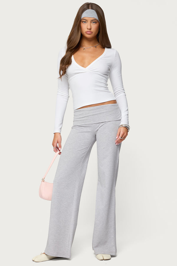 Wide Leg Foldover Pants view 1