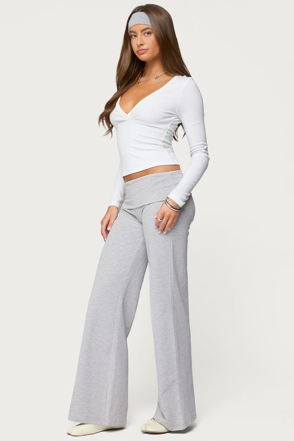 Wide Leg Foldover Pants view 2