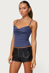 Layered Bra Cowl Neck Top